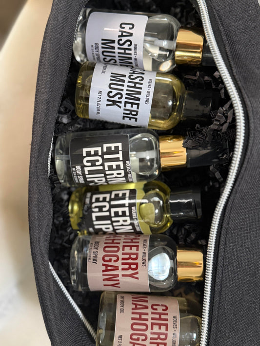 3 Pack Travel Gift Set Masculine Dry Body Oil + Body Spray - Choose Your Scent