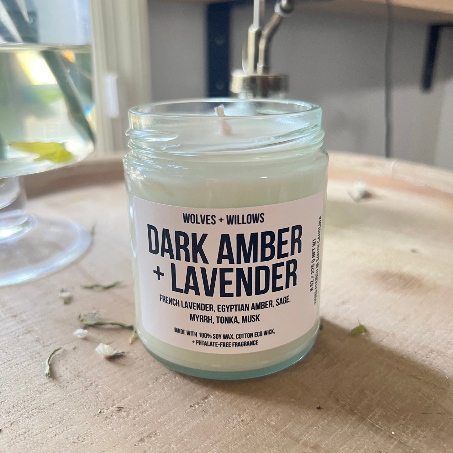 Dark Amber Lavender Soy Candle  - 8 oz