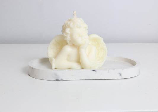 Thoughtful Angel Cherub Sculpted Candle