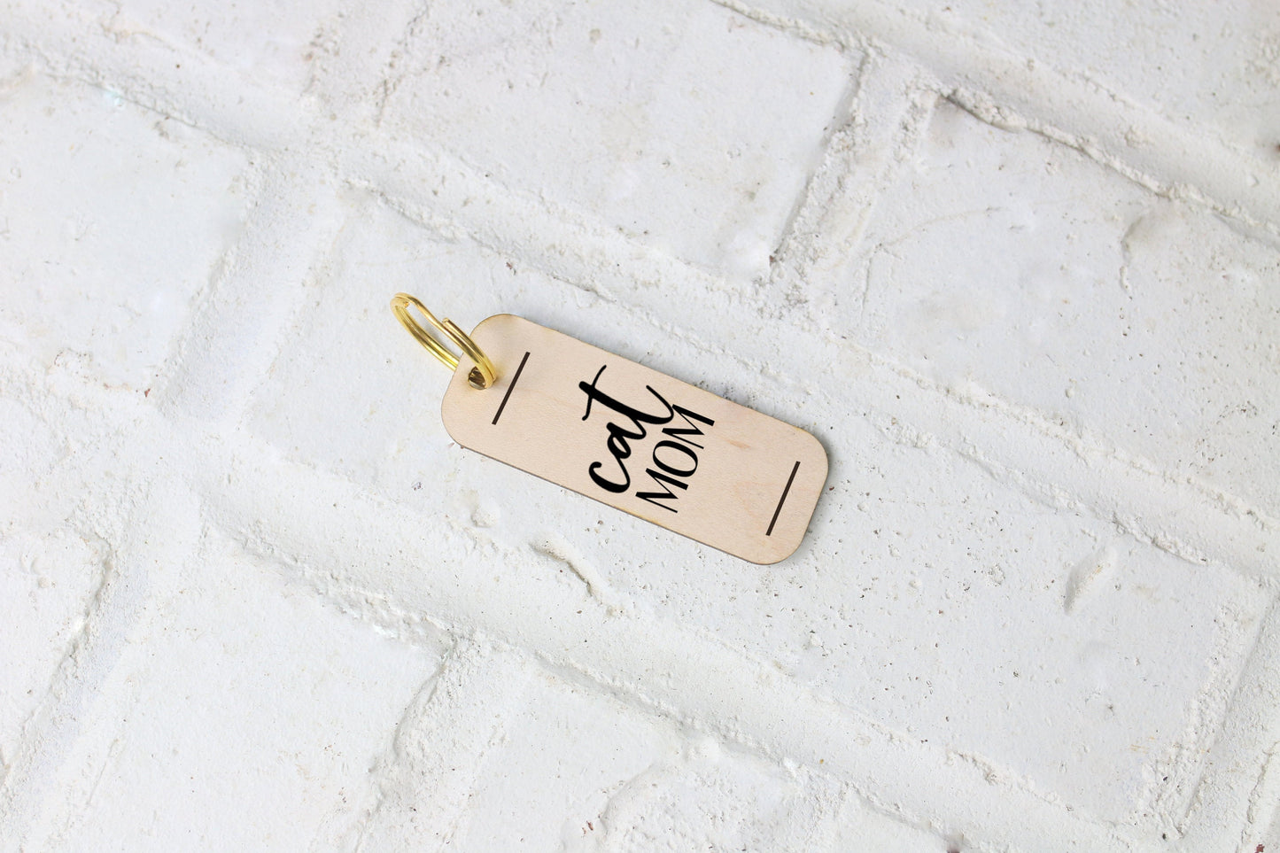 Cat Mom Engraved Wood Motel Keychain, Cat Owner Gift, Cat Lover
