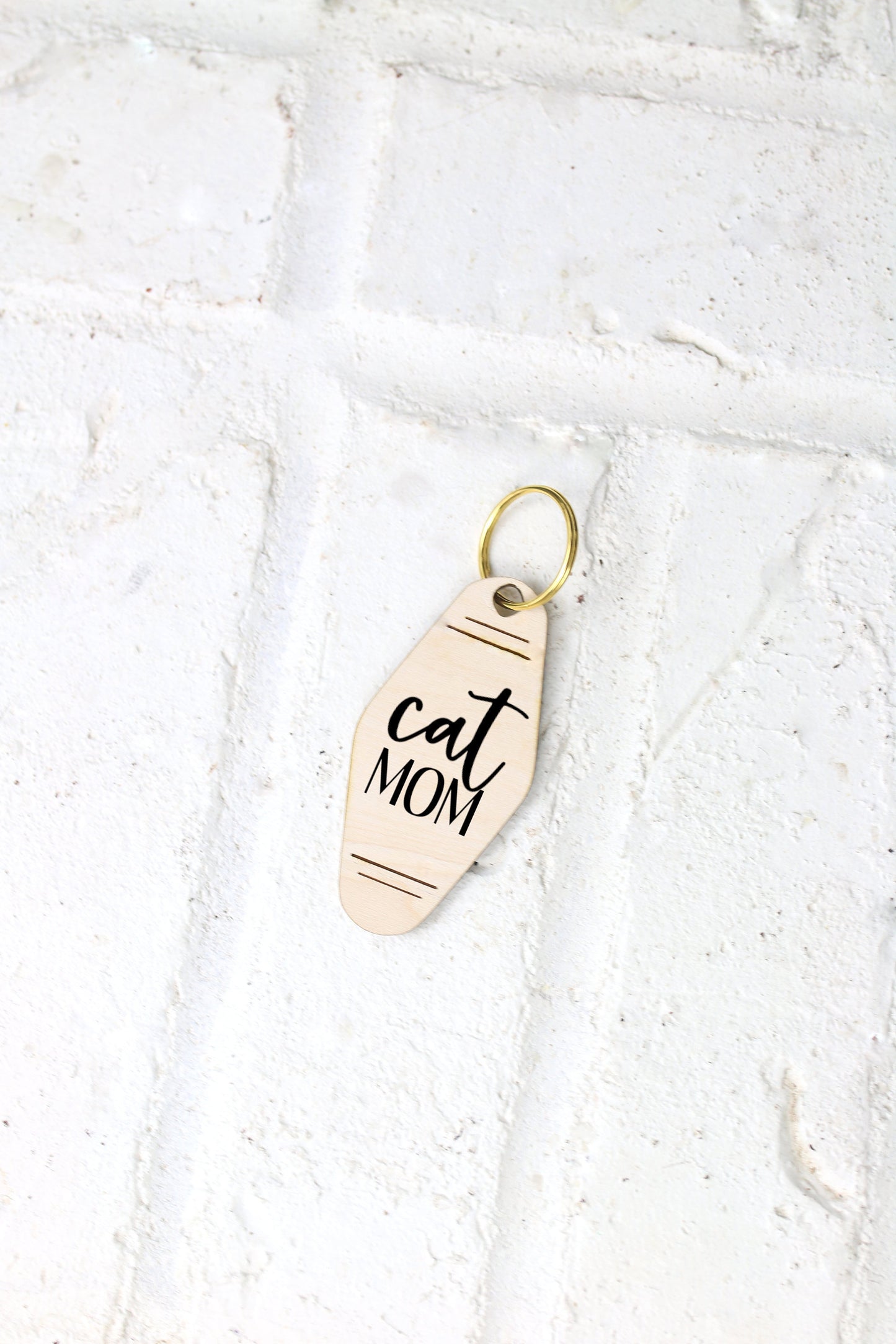 Cat Mom Engraved Wood Motel Keychain, Cat Owner Gift, Cat Lover